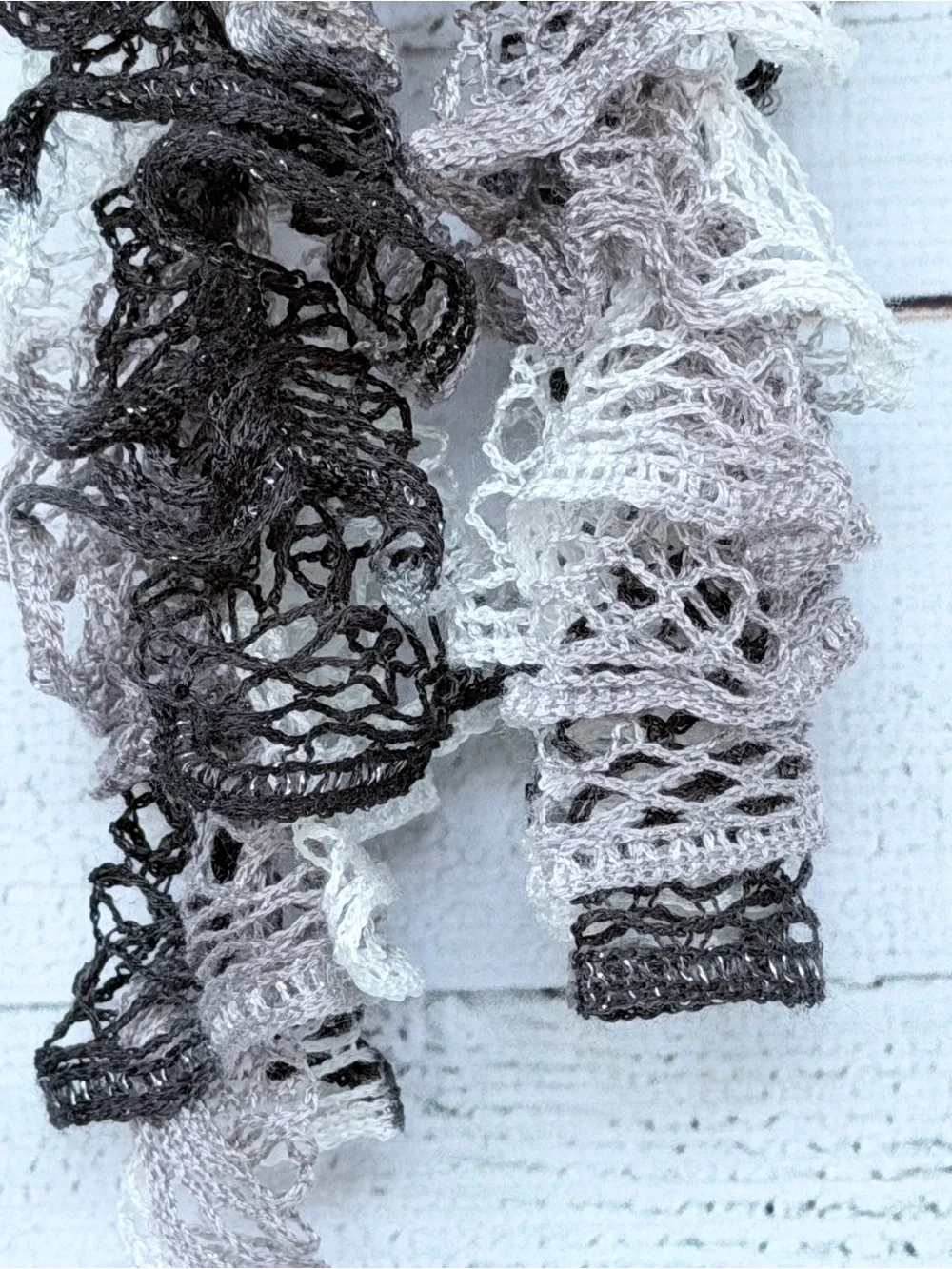 Cascading Open-Knit Ruffle Accent Fashion Scarf